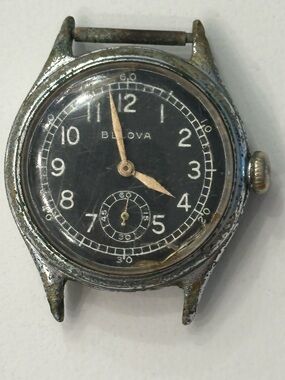 Bulova Black Dial Watch with Gold Hands